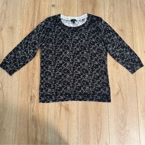 Talbots Flowers Laced Design Black and White Size Mp